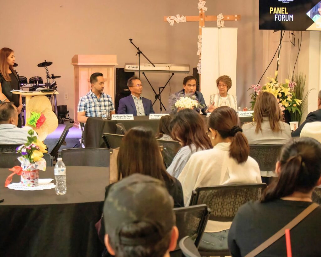 A diverse crowd attentively listens to Fil-Am experts at the One-for-Juan program during the first Fil-Am Spring Fest 2023, celebrating Filipino-American culture and community engagement in Virginia.