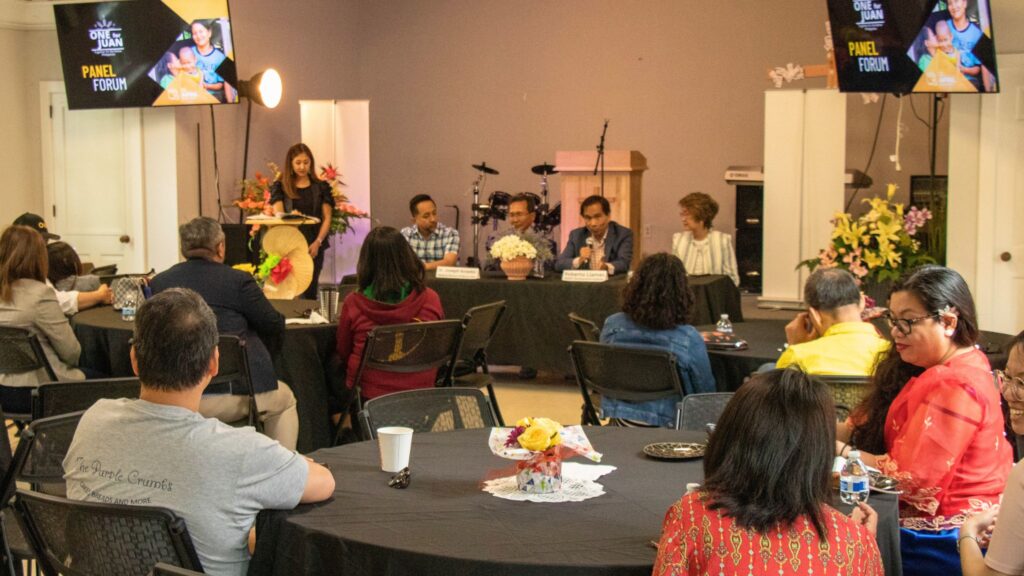 Filipino-American community leaders and organizations collaborating for the One-for-Juan initiative to support poverty alleviation in the Philippines.